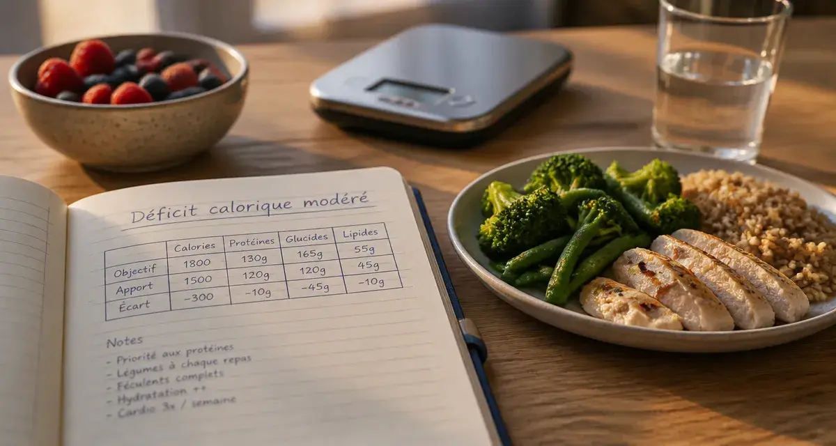 Nutrition perdre du poids : déficit calorique modéré, assiette équilibrée