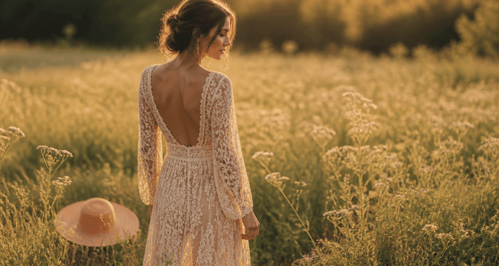 robe boheme dentelle femme champ fleurs