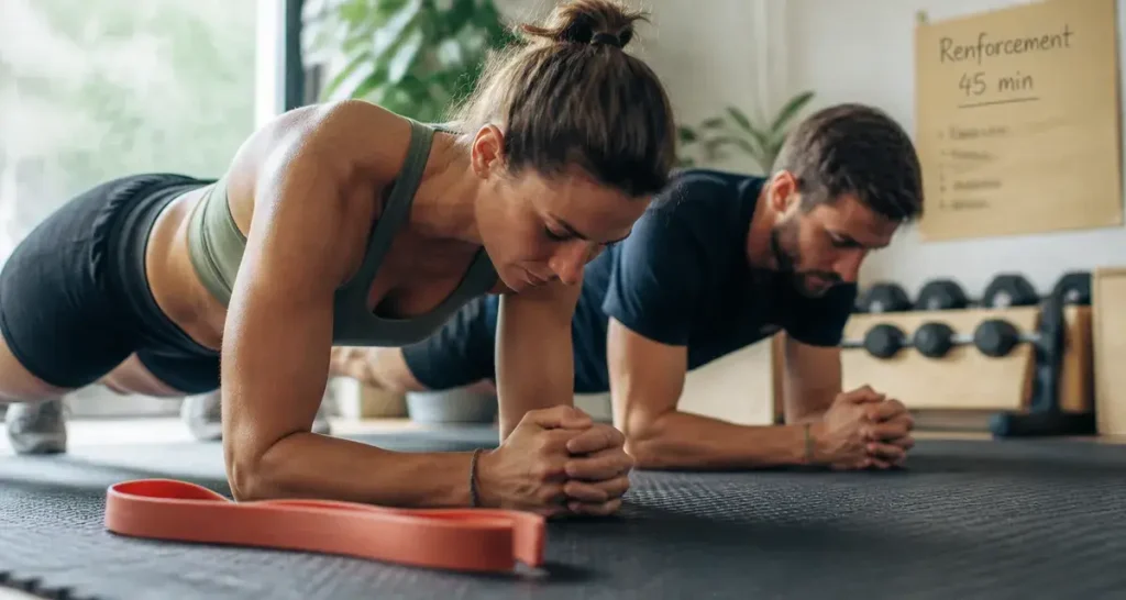 Séance de renforcement musculaire : circuit gainage en salle de sport
