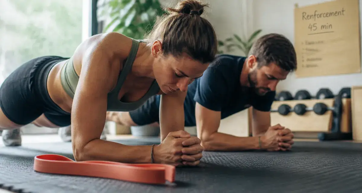 Séance de renforcement musculaire : circuit gainage en salle de sport