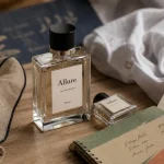 Allure parfum homme : flacon sur bois, eau de toilette et eau de parfum Édition Blanche