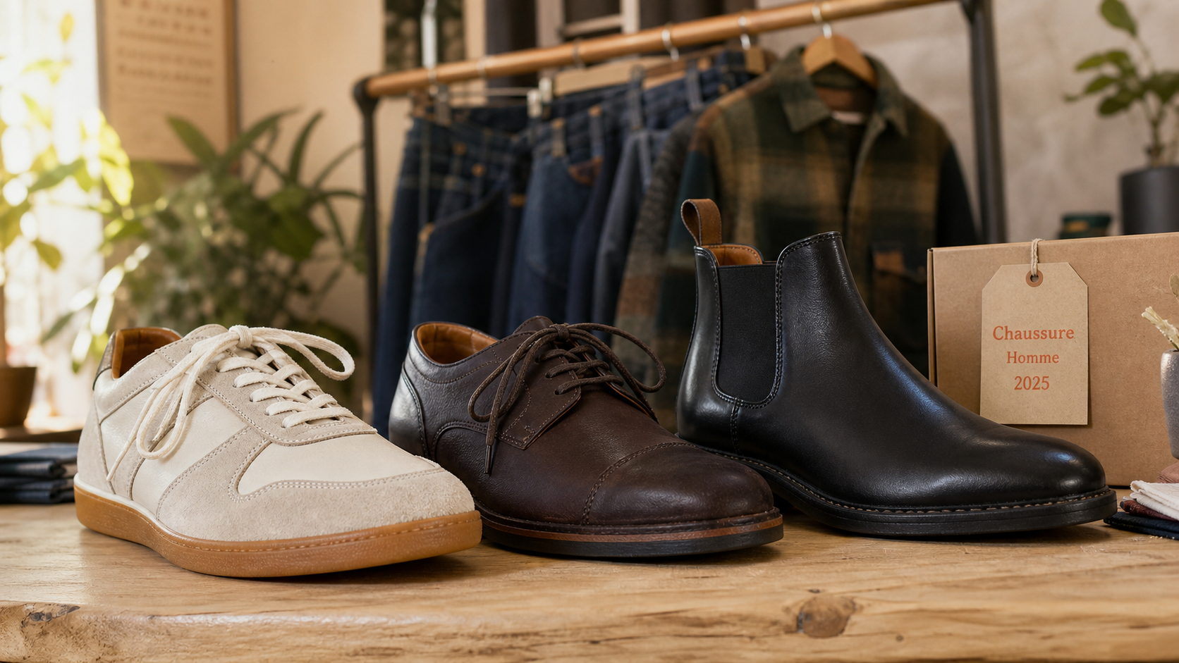 Chaussure homme tendance 2025 rétro running, boots crantées, couleurs terreuses