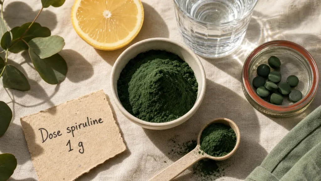 Combien de spiruline par jour pour maigrir ? 1 g au départ, 3 à 5 g pour tenir la cure