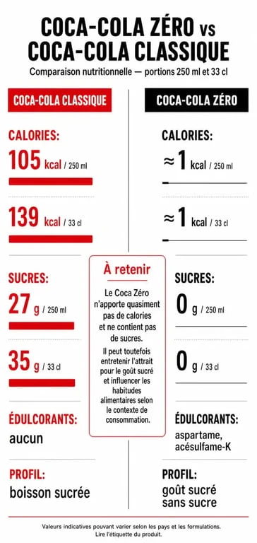 Le coca zero fait il grossir ? Infographie comparative entre Coca Zéro et Coca classique