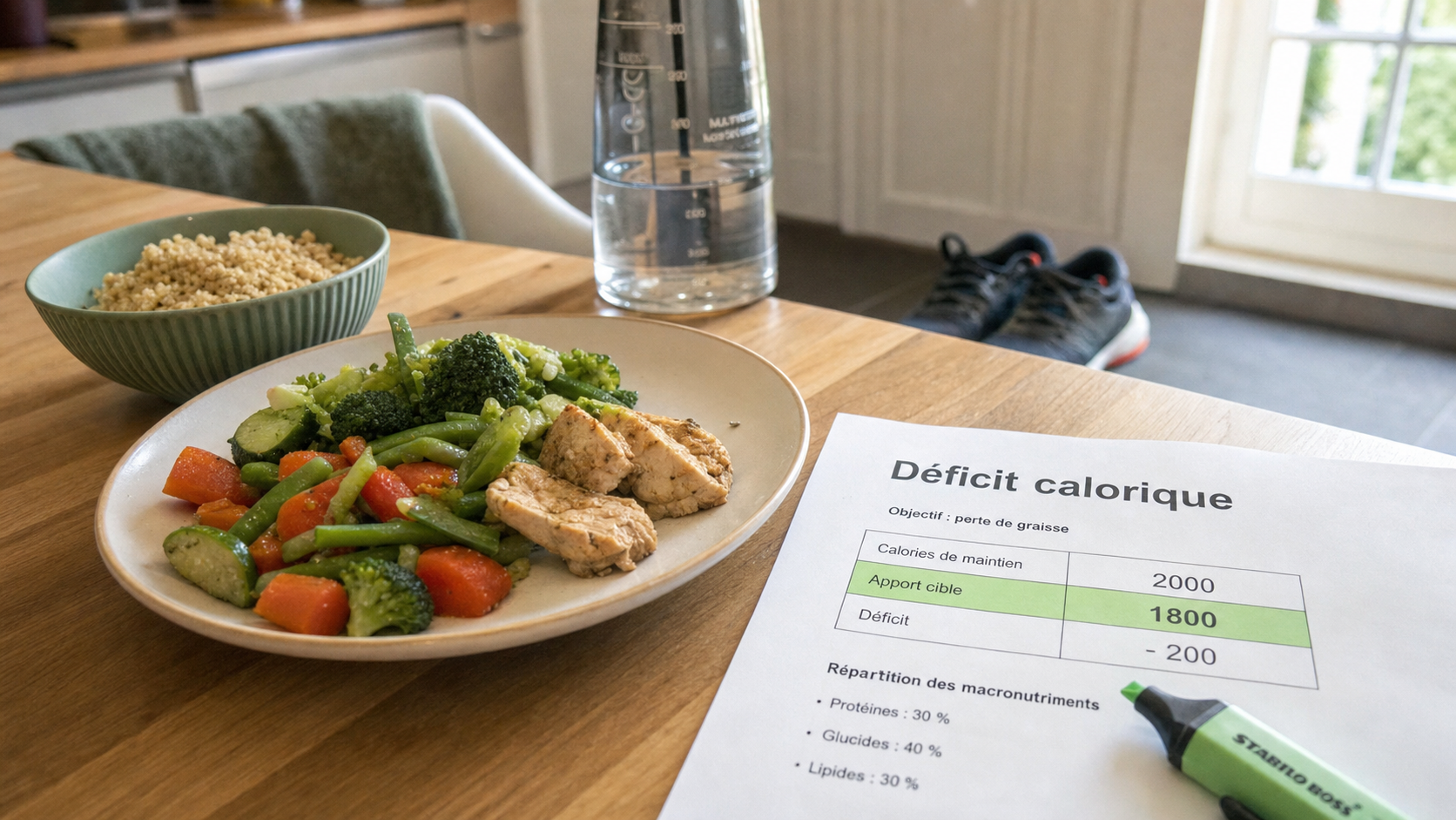 Etre en deficit calorique : 200 kcal, TMB, erreurs à éviter