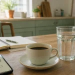 Jeûne intermittent 16/8 : comment faire le jeune intermittent, café noir et eau dans la cuisine