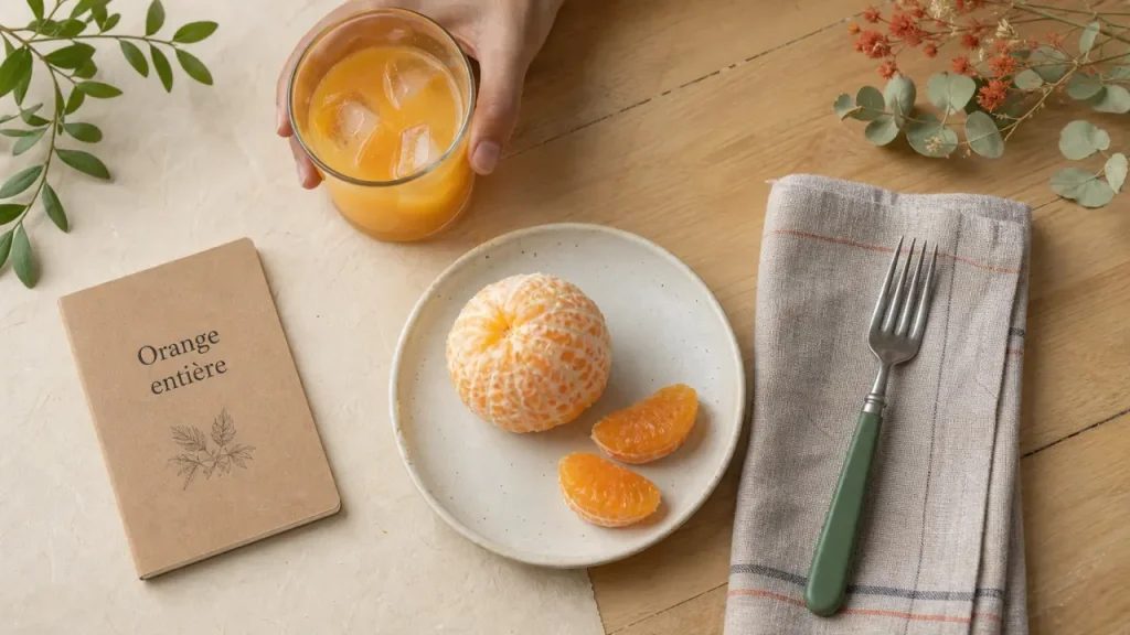 Manger des oranges fait maigrir : orange entière et jus d’orange