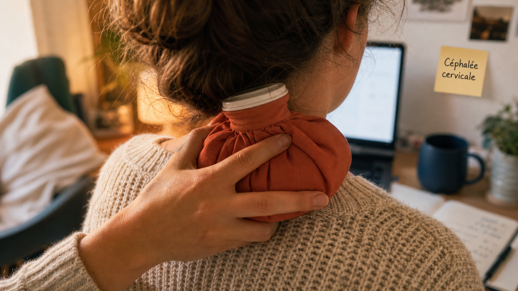 Maux de tete et cervicales : bouillotte sur la nuque