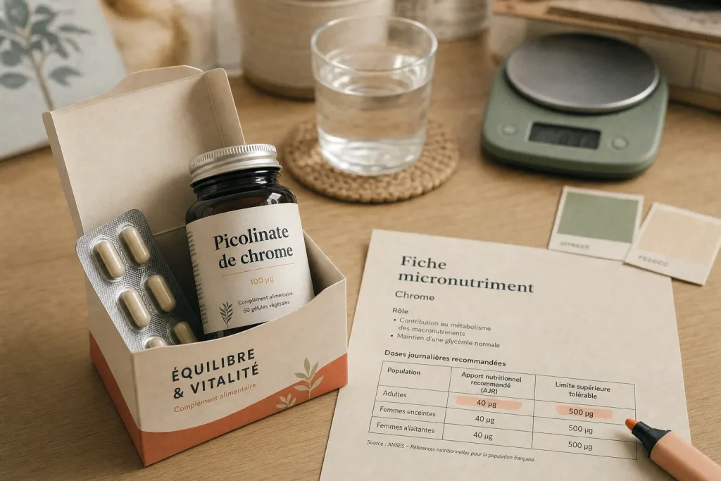 Picolinate de chrome danger : doses 40 µg et 500 µg, risques et formes
