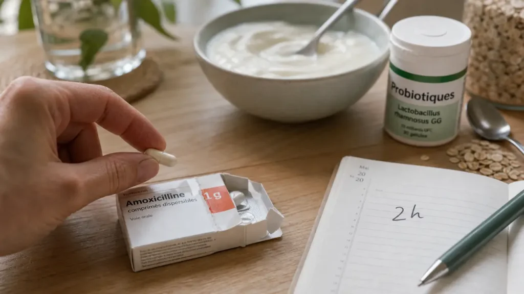 Probiotique apres antibio : gélule et 2 h d’écart