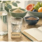 Eau constipation : verre et bouteille avec magnésium pour 1,5 L/jour