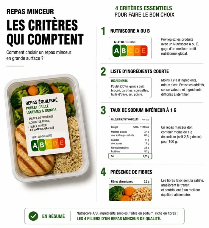 Critères de choix pour un repas minceur tout prêt en grande surface : Nutriscore et ingrédients