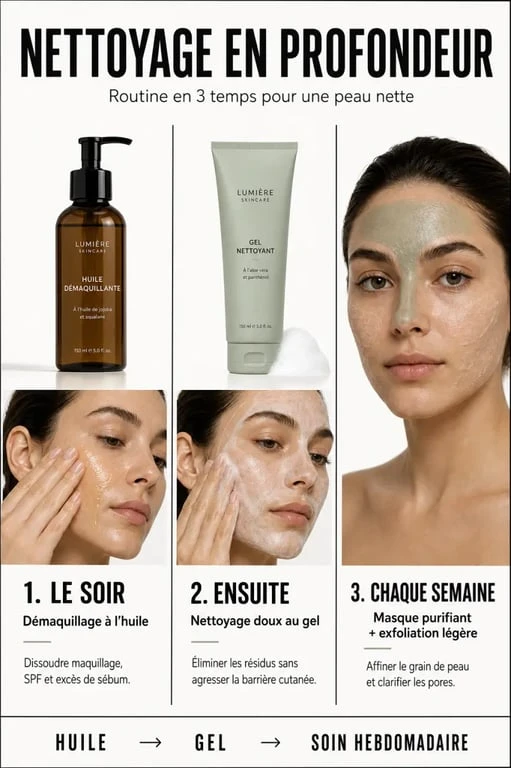 Nettoyage de la peau en profondeur : routine en trois étapes pour le visage