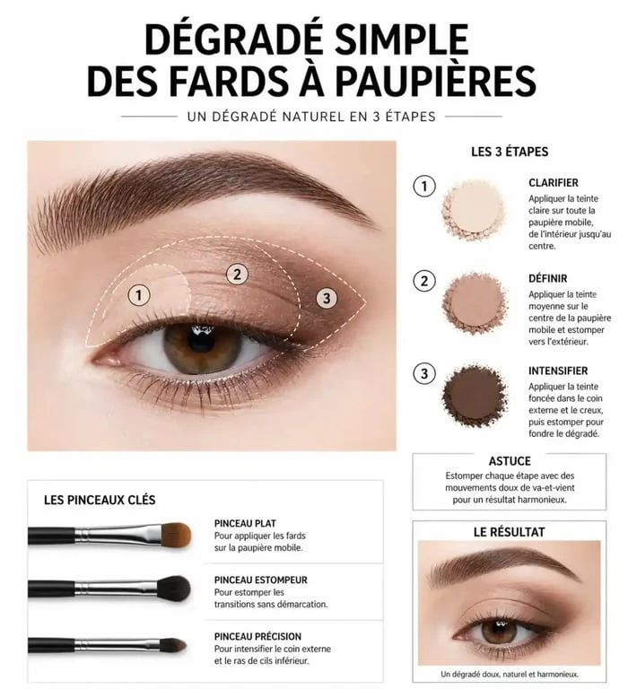 Démonstration maquillage yeux : schéma du dégradé simple sur paupière