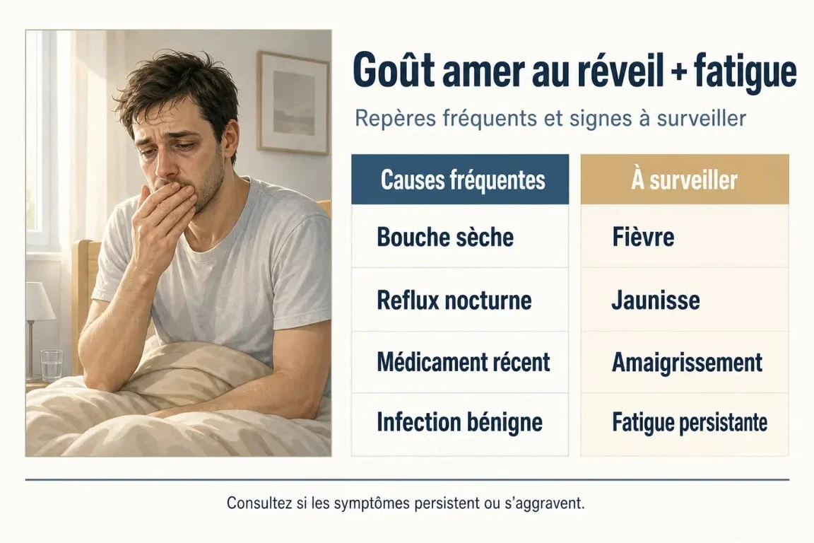 Goût amer dans la bouche et fatigue : causes fréquentes et signes d’alerte