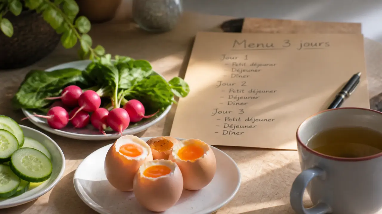 Regime oeuf menu : œufs à la coque et légumes
