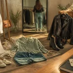 Style vetement femme : trois tenues (chemise, blouse, perfecto)