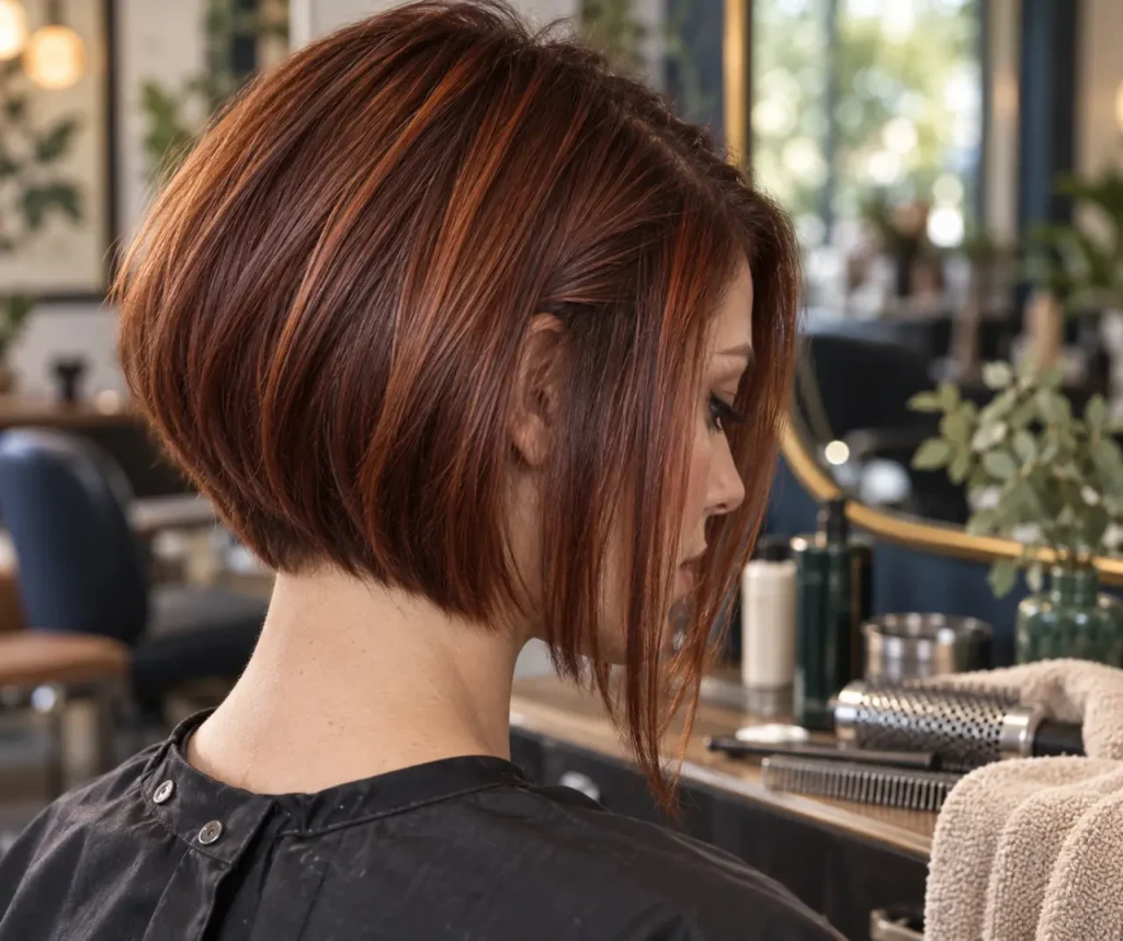 Carré plongeant roux foncé : une coupe qui se personnalise selon le visage et la texture
