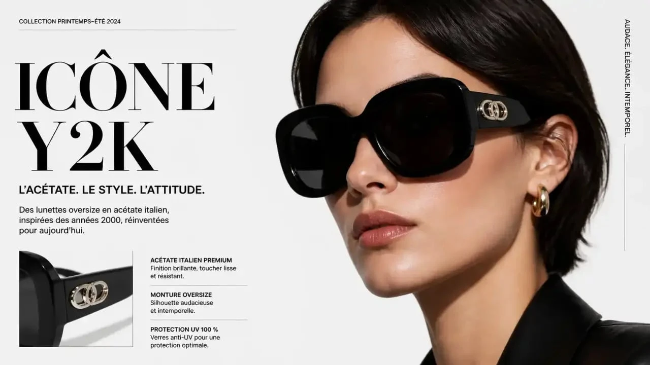 Lunettes de soleil tendance 2026 style oversize glamour Y2K