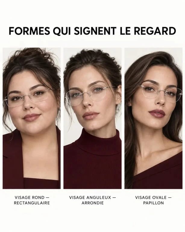 Lunettes sans monture femme adaptées à différentes formes de visage