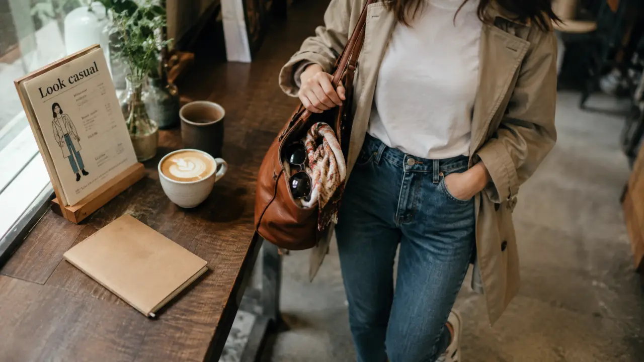 Look casual femme : jean droit et blazer, baskets propres