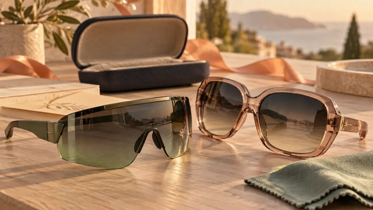 Lunettes de soleil tendance 2026, deux styles sur table