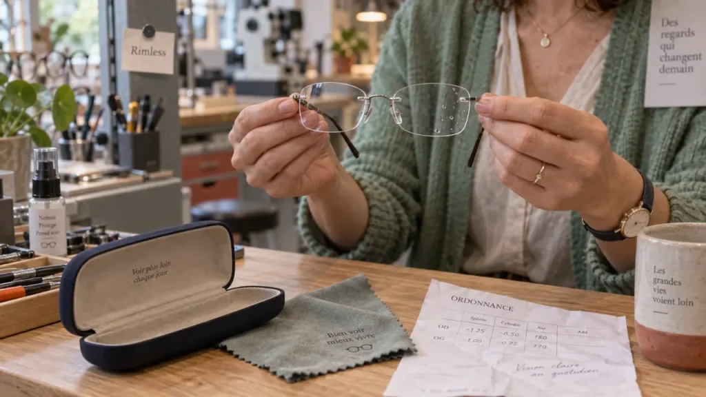 Lunettes sans monture femme : la légèreté dépend aussi des verres et des réglages