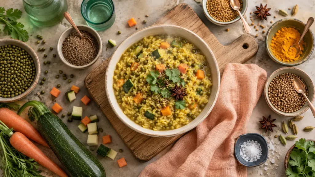 La recette ayurvédique commence par le kitchari, un plat chaud à adapter à Vata, Pitta ou Kapha