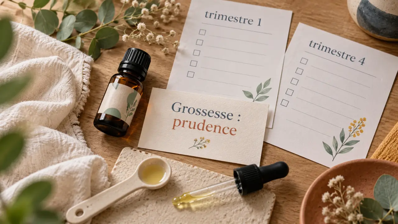 Huiles essentielles grossesse : prudence au 4e mois, documents médicaux et gouttes