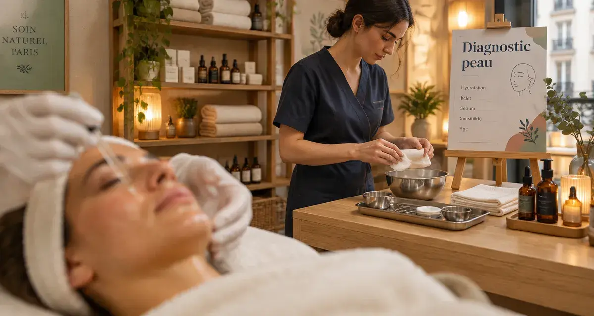 Meilleur institut soin visage Paris : esthéticienne applique un sérum hydratant