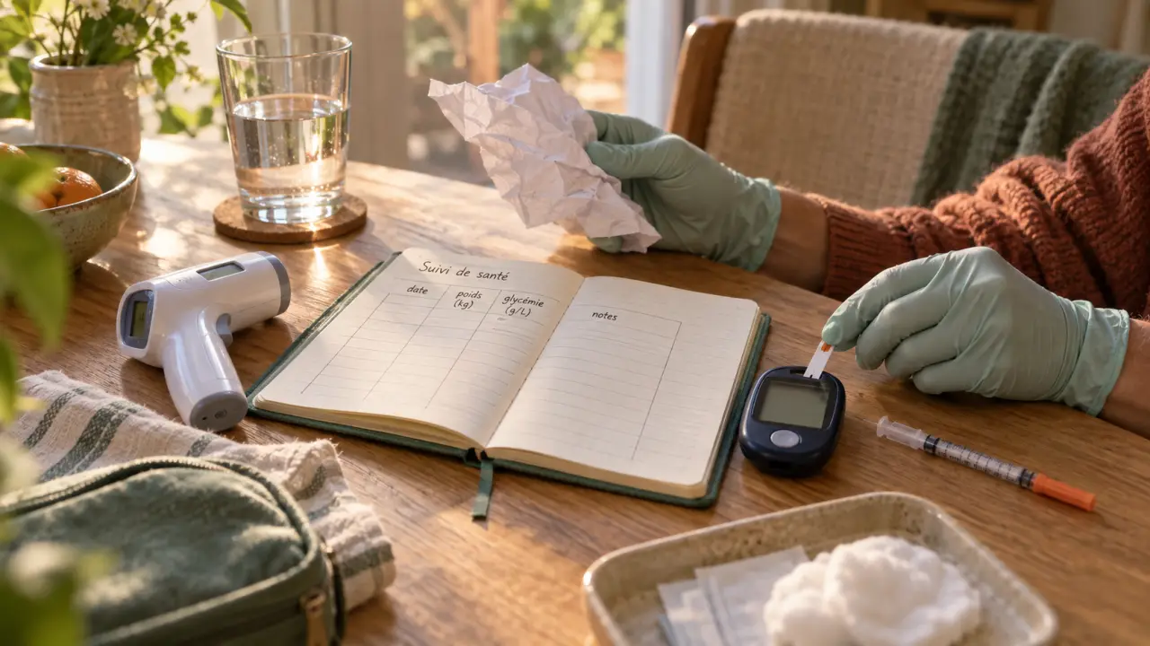 Perte de poid et diabete : suivi glycémie, poids et thermomètre